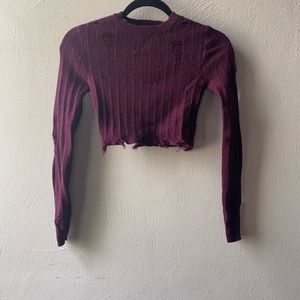 Forever 21 Maroon Distressed Sweater